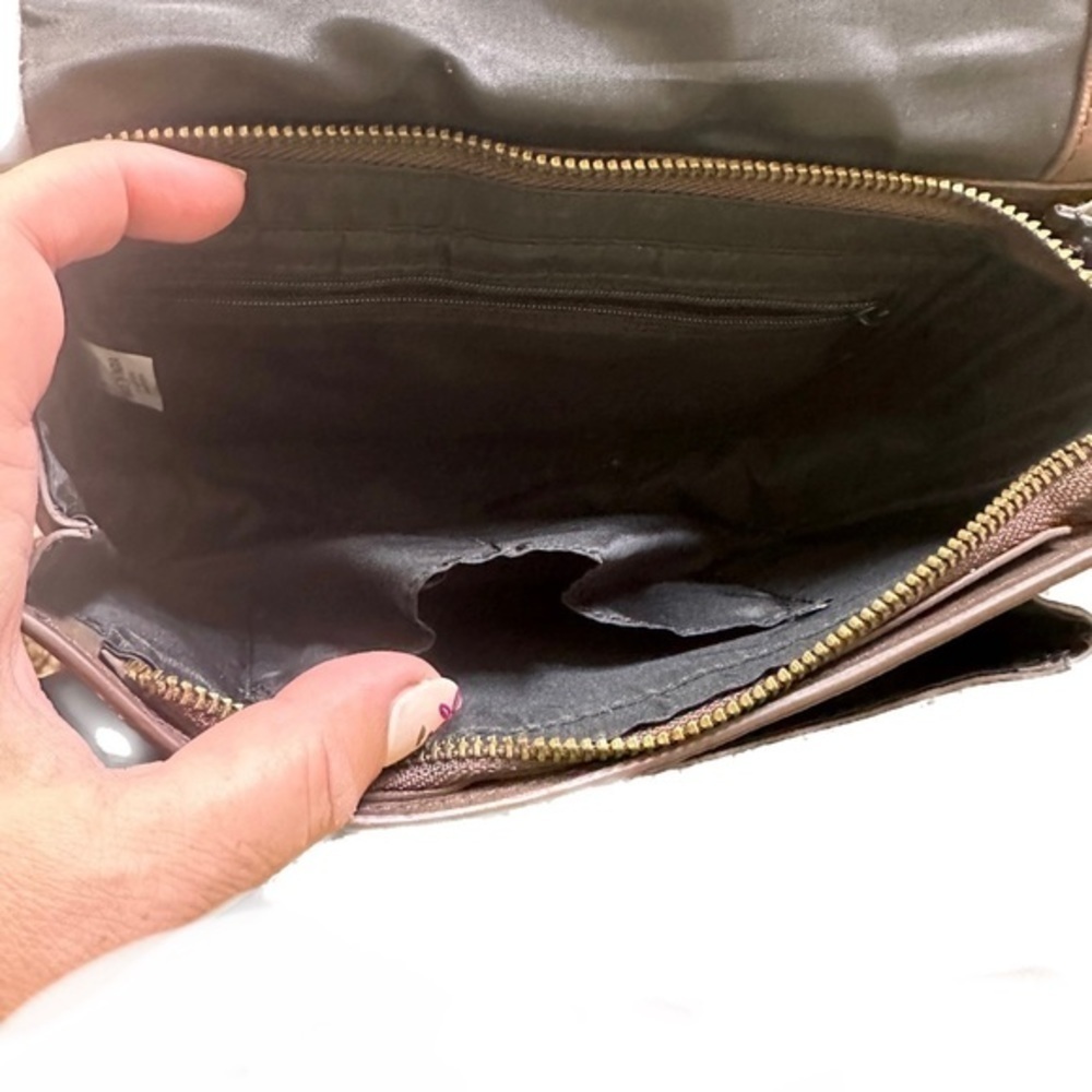 Leather Crossbody Bag Purse 100% Leather Brown - Picture 5 of 6